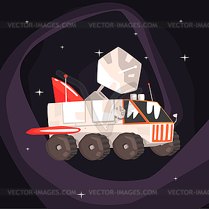 Explorer Rover Car With Wings And Satellite Dish - vector clipart