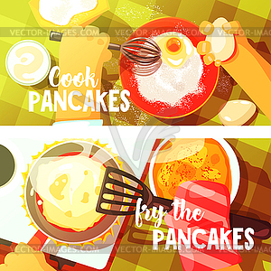 Pancakes Cooking Two Bright Color s - vector clipart