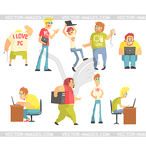 Professional Programmers Funny Characters Set - vector clipart