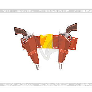 Pair Of Pistols In Belt Holster Drawing - vector clip art