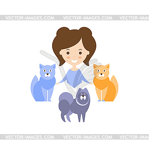 Many Cats As Personal Happiness Idea - vector image