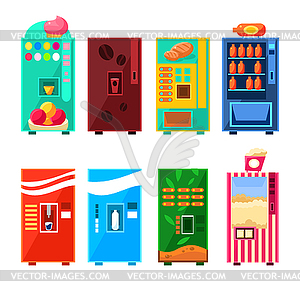 Food And Drink Vending Machines Design Set - vector image