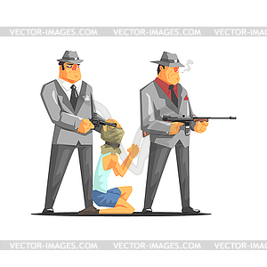 Два Mafia преступникам Заложник - векторный эскиз