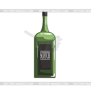 Green Glass Bottle Of Scotch - vector image