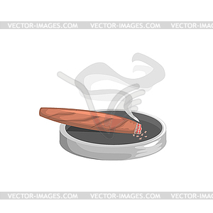 Smoking Cigar With Ashtray - vector image