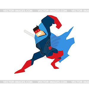 Superhero in Action, silhouette in different poses - vector image