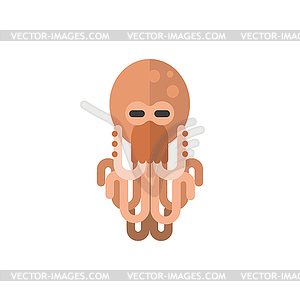 Octopus Primitive Style Childish Sticker - vector image