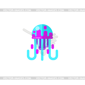 Jellyfish Primitive Style Childish Sticker - vector image