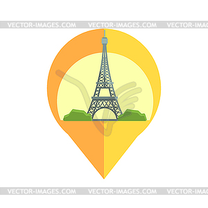 On-line Map Marker With Eifel Tower - vector image