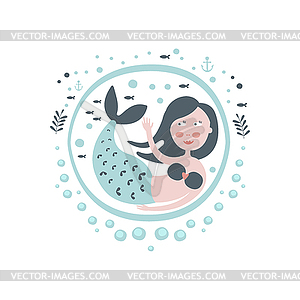 Mermaid Fairy Tale Character Girly Sticker In - vector clip art