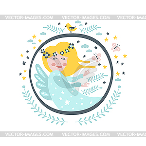 Волшебная сказка Характер Девчушки наклейки В первом раунде - векторное графическое изображение