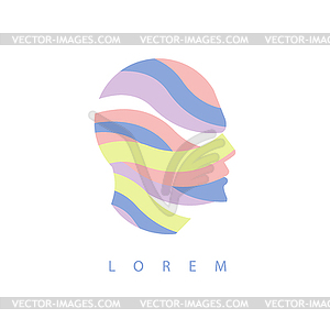 Waivy Stripes Inside Human Head Abstract Design - vector clip art