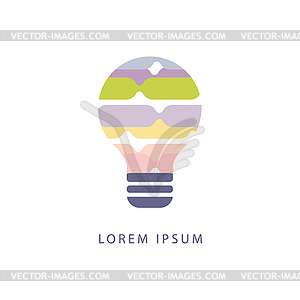 Stipes Inside Idea Bulb Abstract Design Pastel Icons - vector clipart