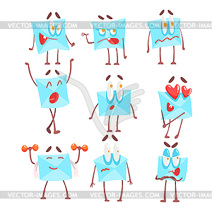 Letter Envelop Cartoon Character Emotion s Set - vector clipart