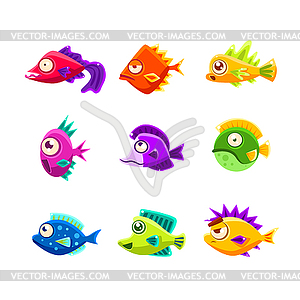 Красочные Коллекция мультяшныйов тропических рыб - изображение в векторе / векторный клипарт