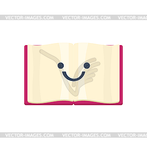 Open Book Primitive Icon With Smiley Face - vector clip art