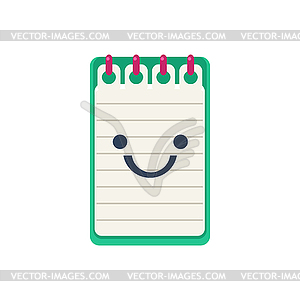 Open Block Note Primitive Icon With Smiley Face - vector clip art