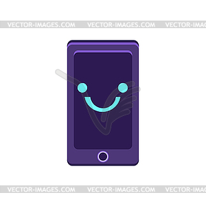 Smartphone Primitive Icon With Smiley Face - royalty-free vector clipart