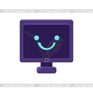 Экран компьютера Примитивный значок с улыбающимся лицом - клипарт в векторном формате