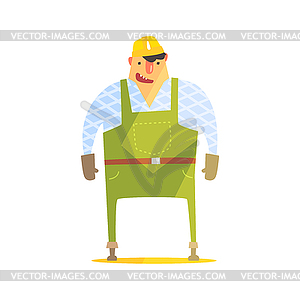 Builder In Hard Hat On Construction Site - vector image