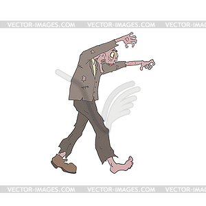 Man In Suit Creepy Zombie Outlined Drawing - vector image