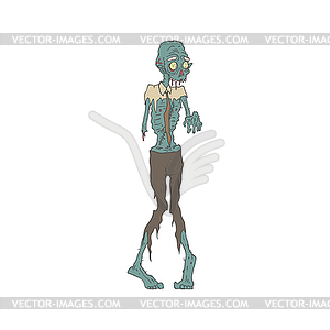 Creepy Zombie Wearing Tie Outlined Drawing - vector EPS clipart