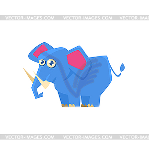 Blue Elephant Toy Exotic Animal Drawing - vector clipart