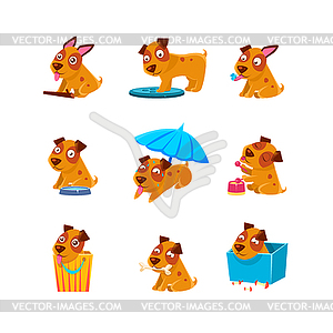 Puppy Everyday Activities Collection - vector image