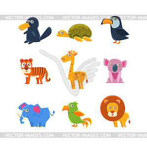 Экзотические игрушки животные Набор - изображение в векторном формате