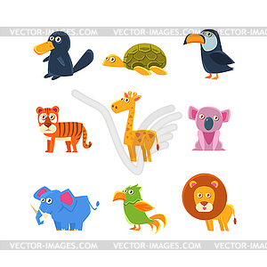 Exotic Toy Fauna Set - vector clip art