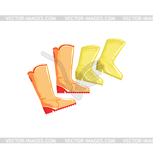 Two Pairs Of Rubber Boots As Autumn Attribute - vector clipart