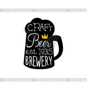 Craft Beer Logo Design Template With Pint Silhouette - vector image