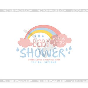 Baby Shower Invitation Design Template With Rainbow - vector clip art