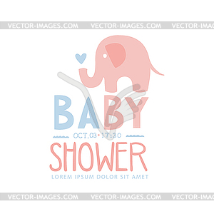 Baby Shower Invitation Design Template With Toy - vector image