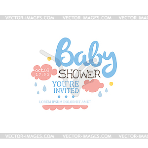 Baby Shower Invitation Design Template With Clouds - vector image