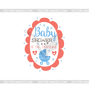 Круглая рамка Baby Shower приглашения шаблон дизайна - изображение в векторном формате