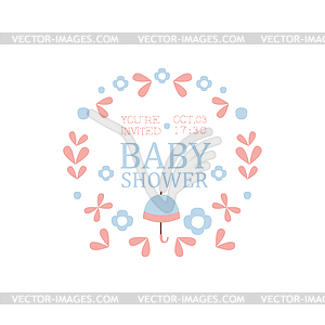 Floral Baby Shower Invitation Design Template - vector image