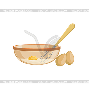 Eggs And Bowl Baking Process Kitchen Equipment Item - vector EPS clipart