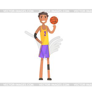 Basketball Player Turning Ball On Finger Action - vector clip art