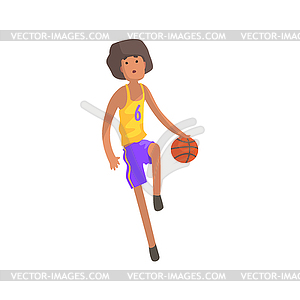 Basketball Player Running With Ball Action Sticker - vector clipart