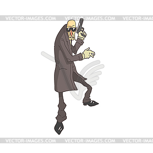 Professional Killer Dangerous Criminal Outlined - vector clipart