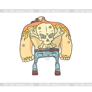 Tattooed Dangerous Criminal Outlined Comics Style - vector EPS clipart