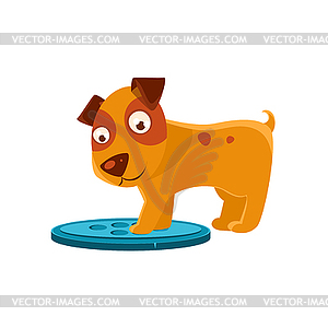 Curious Puppy Stepping On Trapdoor - stock vector clipart