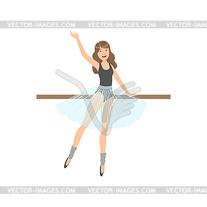 Girl Wearing Leg Warmers In Ballet Dance Class - vector clip art