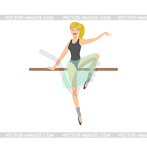 Girl With Ponytail In Ballet Dance Class - vector image