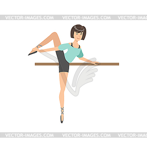 Girl In Training Outfit In Ballet Dance Class - vector clip art