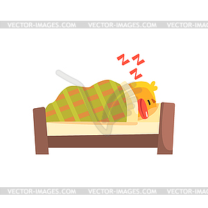 Sleeping Duckling Cute Character Sticker - vector clipart