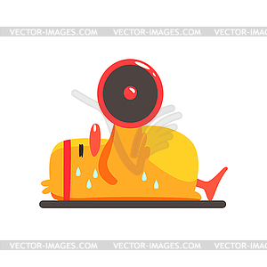 Duckling In Gym Cute Character Sticker - vector clipart