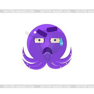 Funny Octopus In Cold Sweat Emoji - vector image