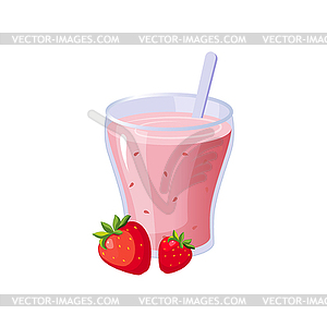 Strawberry Smoothie Breakfast Food Element Icon - vector EPS clipart